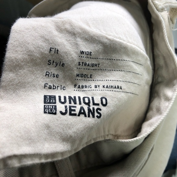 Uniqlo Wide High Waist Straight Jeans Women Sz 29X31 Loose Beige Preppy Casual - Picture 6 of 8